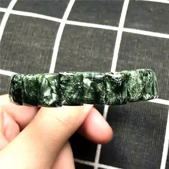 

100% Natural Green Seraphinite Bracelet For Woman Lady Man 13x9mm Rectangle Beads Gemstone Crystal Stretch Bangle Jewelry AAAAA