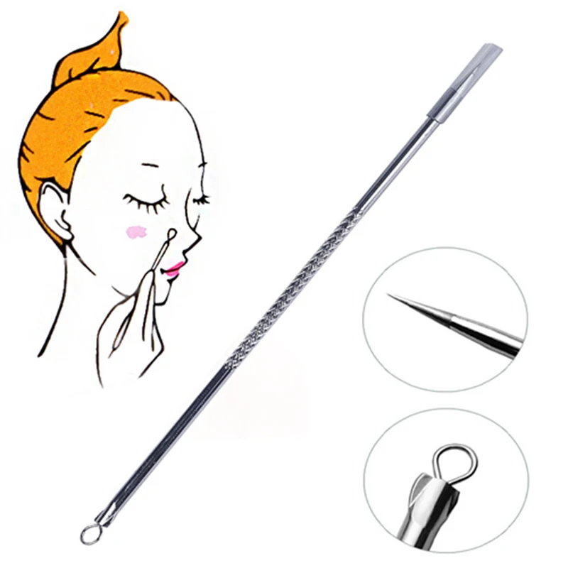 1 шт., нержавеющая сталь, клипсы для акне, для удаления угрей, для лица, иглы для очистки, инструмент для ухода за лицом, инструмент для удаления угрей