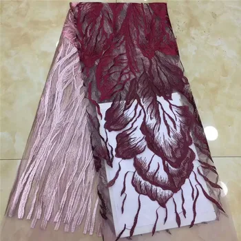 

Unique African French Lace Fabric 2020 High Quality Lace Material Mesh Embroidery Nigeria Lace Fabric For Wedding Party Dress