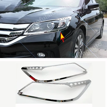

2pcs For Honda Accord Sedan 9th 2014 2015 ABS Chrome Front Head Light Lamp Cover Trim Car Styling Accessories