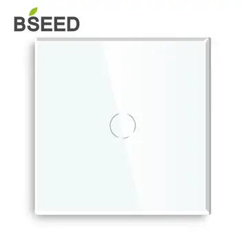 

Bseed EU UK Standard Touch Light Switch Capacitive Luxury 1Gang 1Way Wall Switch Glass Panel Single Wall Socket Black White 16A