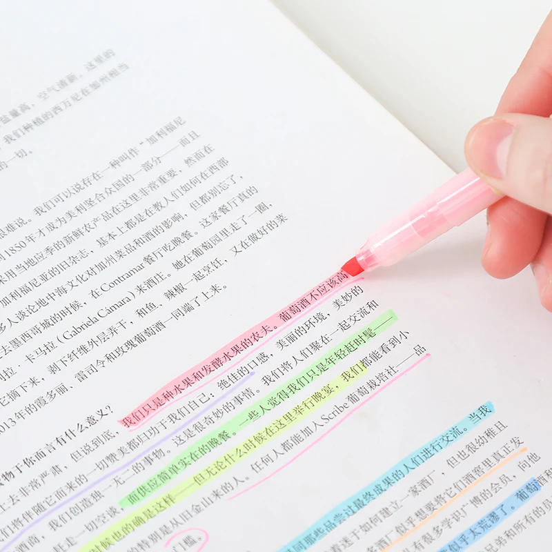 10pcs Mild Fluorescent Color Highlighter Marker Pen Set Oblique Liner Drawing Highlight Office School Student Supplies A6129