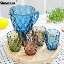 GXYAYYBB 1 шт стеклянная многоцветная Ретро винтажная рельефная красная винная чашка без свинца стеклянная чашка для виски вода фруктовый сок кружка бытовой бар