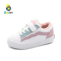 Babaya/2018 зимняя обувь, новая детская повседневная обувь, кроссовки для девочек из искусственной кожи, модная детская обувь, теплая зимняя