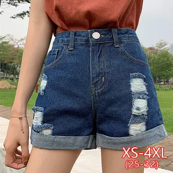 

Women Retro High Waist Denim Shorts Casual Hole Button Loose Wide Leg Shorts Summer Slim Plus Size 32 Women Jean Short Woman