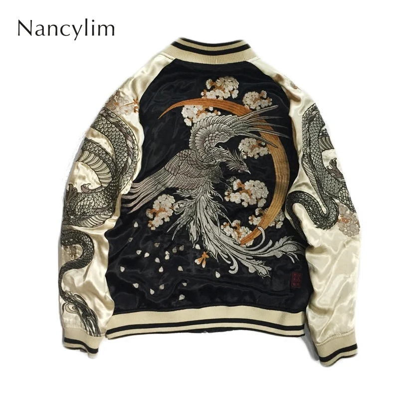 Klassieke Japanse Yokosuka Geborduurde dubbelzijdig Jacket voor Mannen en Vrouwen Streetwear Hoge Kwaliteit Harajuku Jas Nancylim