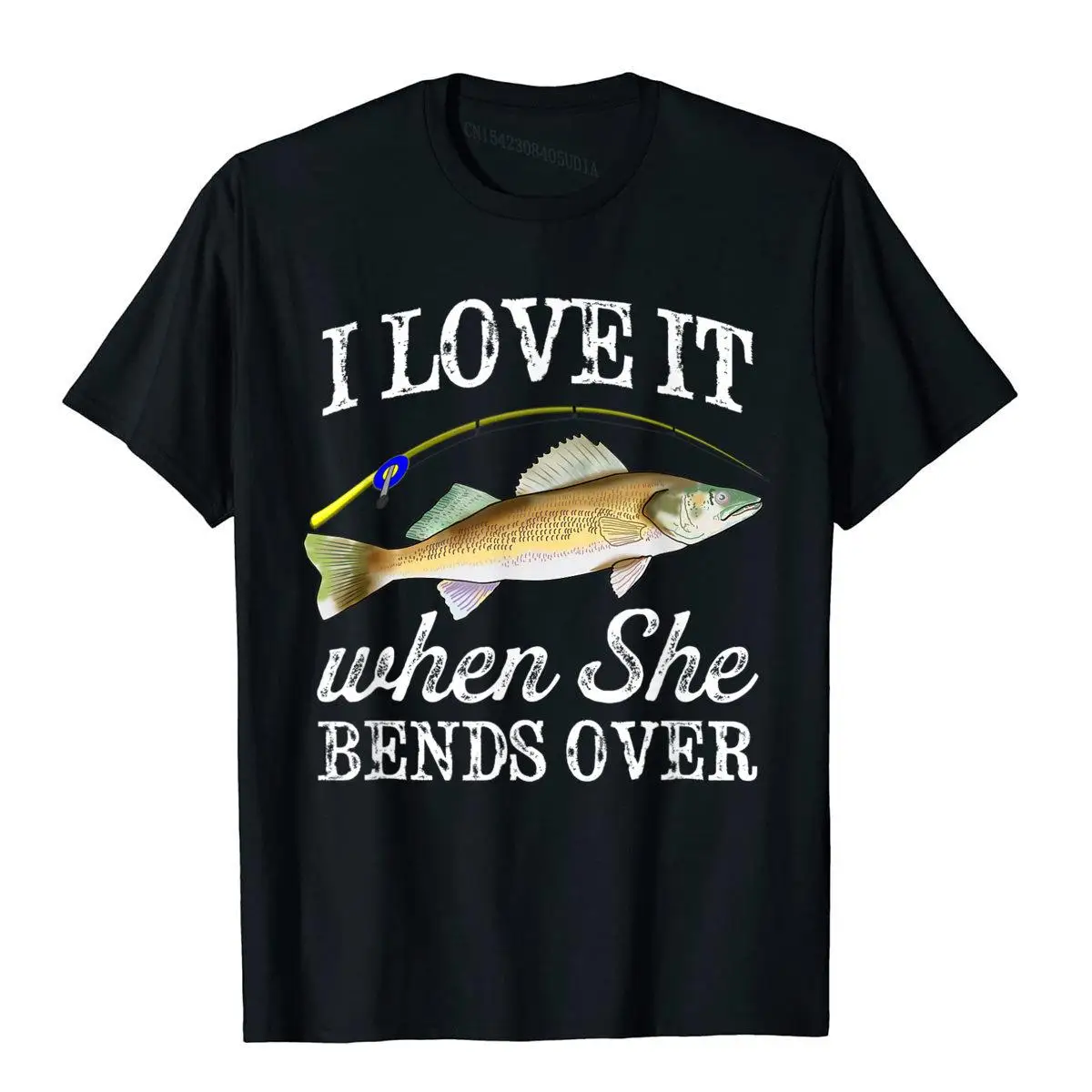 Mens Walleye I Love It When She Bends Over Fishing Adult Humor T-Shirt__B9480black