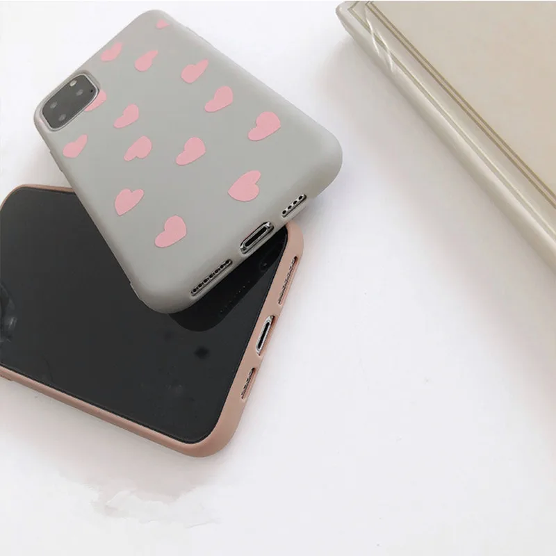 Винтажный чехол для телефона с сердечком девочки Iphone 11 11pro max X Xs Xsmax Xr Мягкий