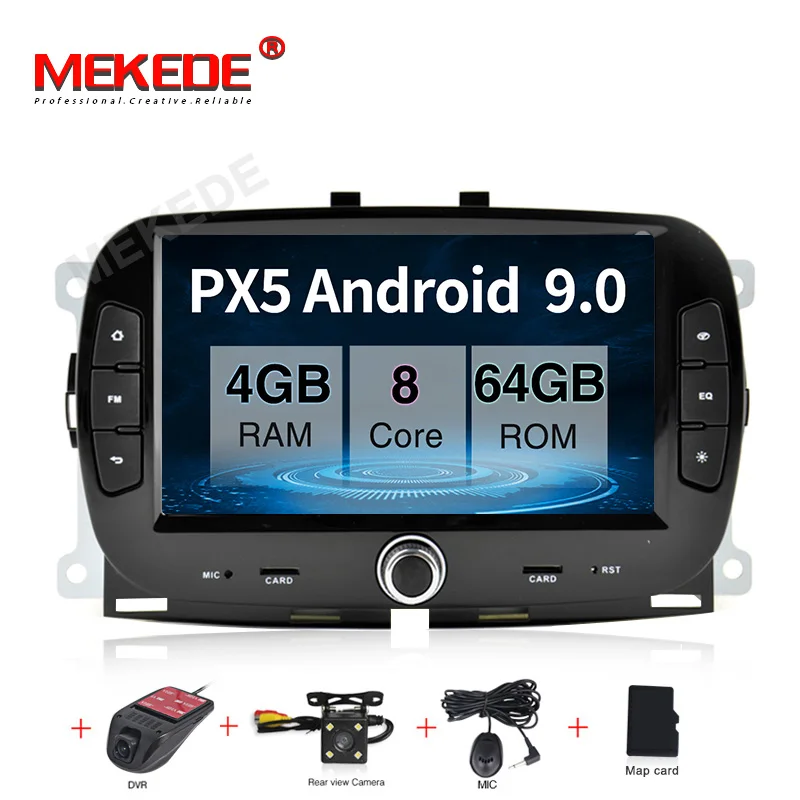 64G add camera DVR MEKEDE HD 4G ram Android 9,0 автомобильный Радио dvd-плеер мультимедиа для Fiat 500+ gps wifi Bluetooth Видео Стерео навигация - Цвет: 64G add camera DVR