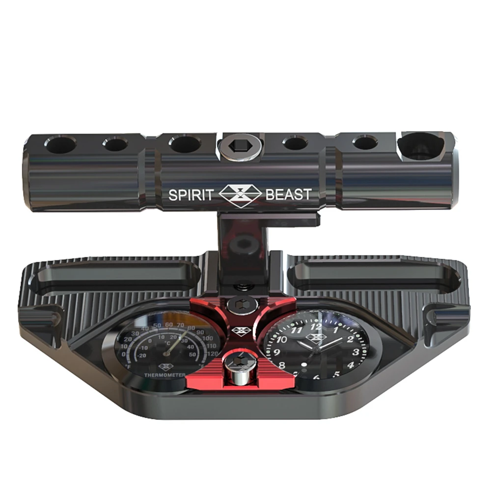 

Spirit Beast Motorcycle Multi-functional Bracket with Timemeter Thermometer Motocross Handlebar Riser Extension Creative Clock