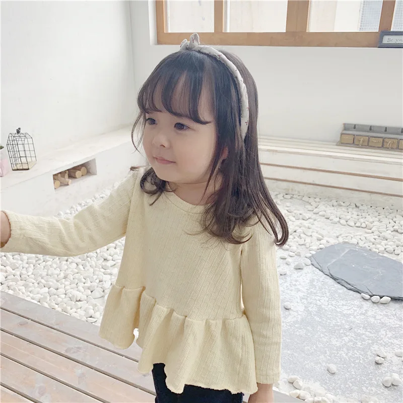 Топы для девочек, вязаные свитера Корейская версия грибковой юбки новые осенние свитера для детей, детские свитера