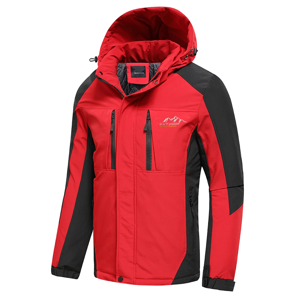 Oiata Men 2021 Spring New Brand Outdoor Vintage Thick Jacket Coat Men Autumn Fashion Patchwork Waterproof Pockets Hat Jackets
