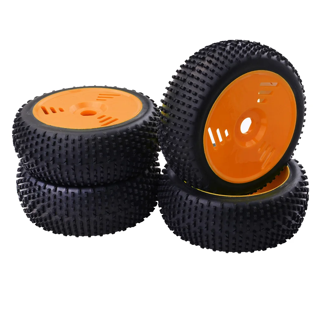 4 Pieces 17mm Hub Wheel Rim & Rubber Tire Tyres For 1:8 RC Buggy Truggy
