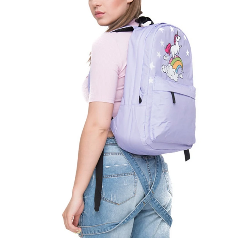 1 шт., рюкзак с принтом единорога и звезды, милая школьная сумка с рисунком для девочек, двойная сумка на плечо, Женская дорожная сумка для ноутбука, Прямая поставка, новинка