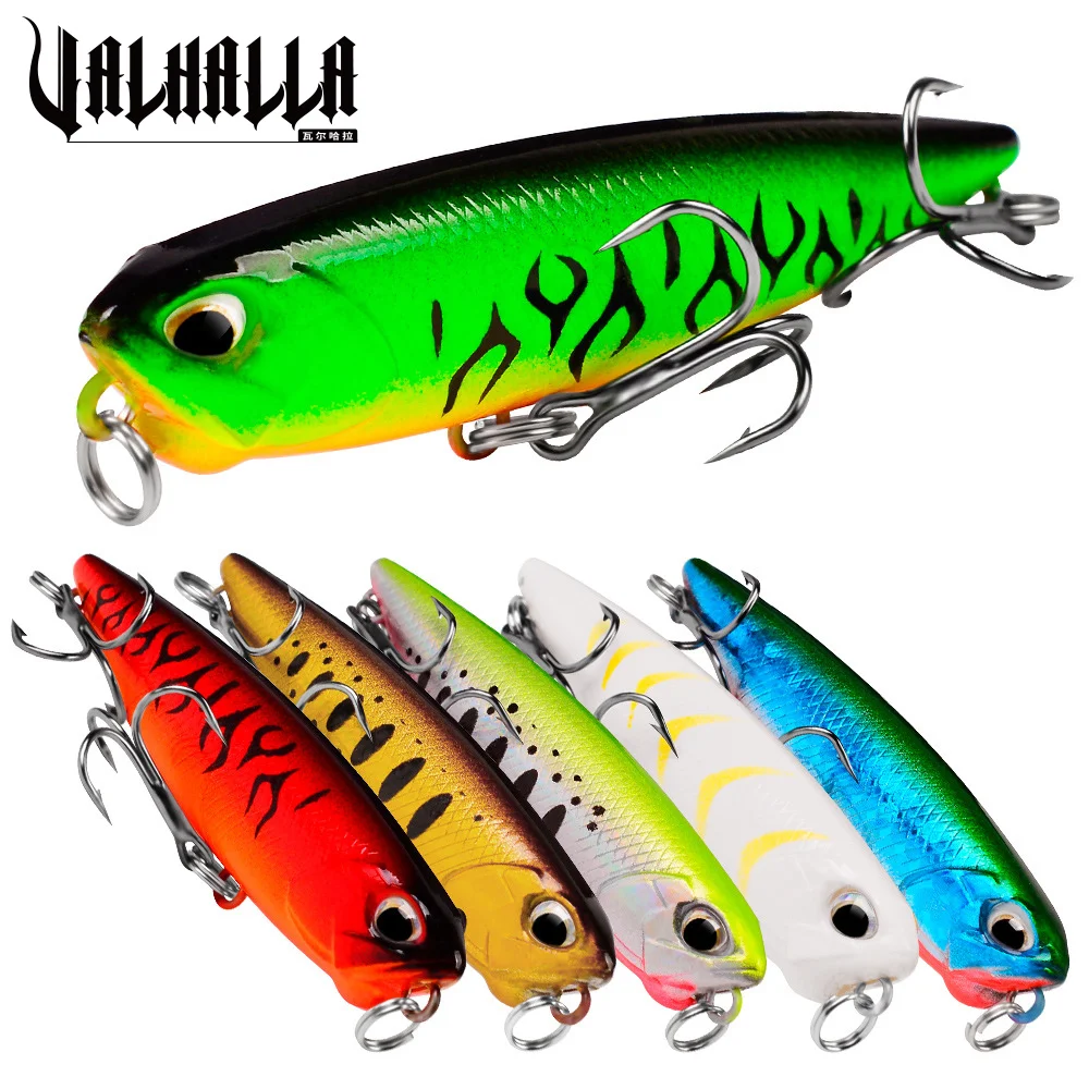 

VALHALLA 6PCS Floating Popper Fishing Lure 6.5cm- 5.5g Topwater Artificial Wobblers Hard Bait Swimbait Tuna Bass Fishing Tackle