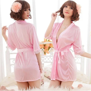 

Women's Silk Sleepwear Sets And sexy lingerie Satin robe sets Sleepwear Long Sleeve robe sets Girl Night Dress Home sleep tops