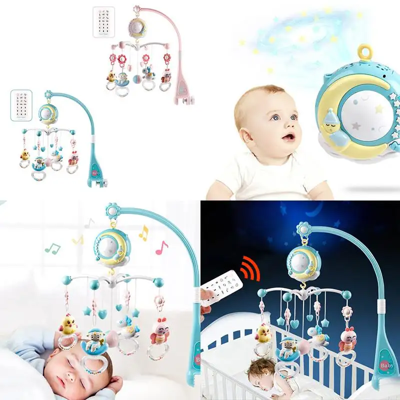 Baby Crib Mobiles Rattles Toys Bed Bell Carousel For Cots Projection