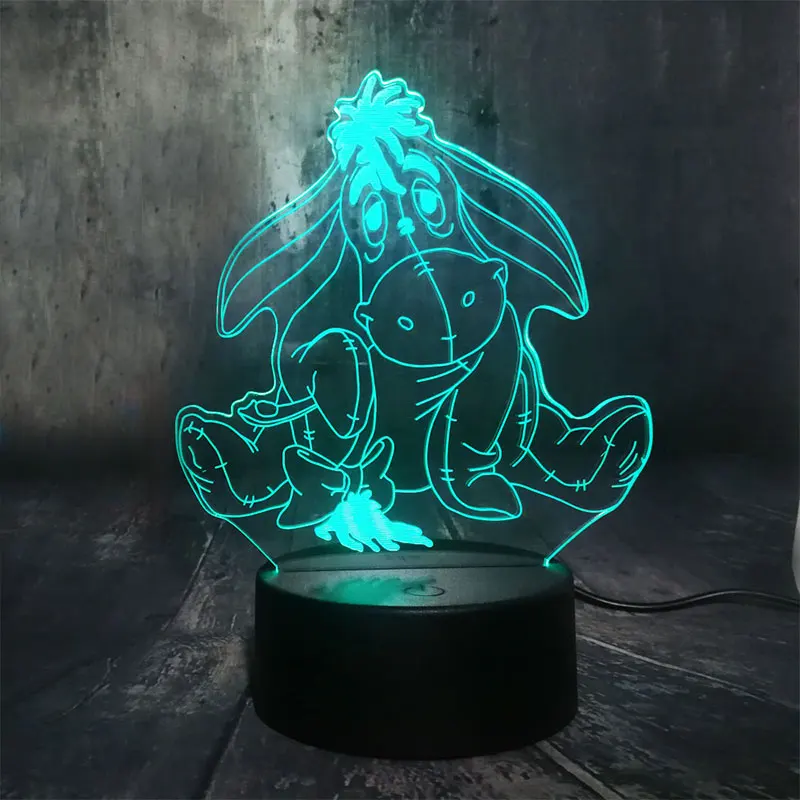 3D мультфильм Eeyore маленький медведь 7 цветов сенсорный спальня огни атмосферное украшение Настольная лампа Новинка домашний деко для детей подарок