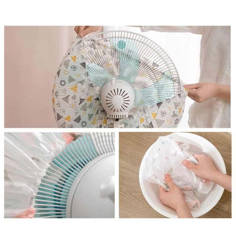 PEVA Electric Fan Dustproof Protective Cover Household Floor Fan Protection Bag Cartoon Printing Cover Round Dustproof