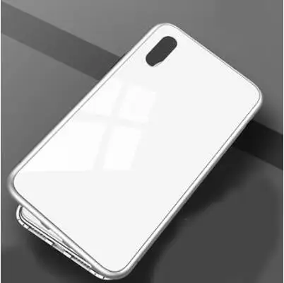 Металлический магнитный адсорбционный чехол для iPhone 7 8 Plus, чехол для iPhone X XR XS Max 6 6 S, закаленный стеклянный магнит, защитный чехол - Цвет: White white