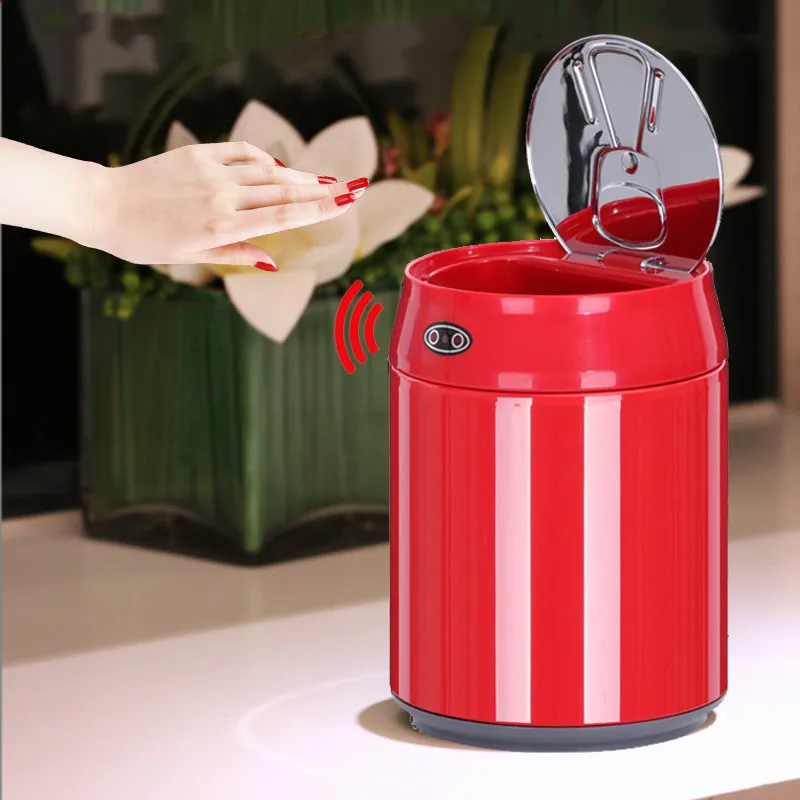 

Intelligent Induction Trash Can Dustbin Piggy Bank Stainless Steel Desk Mini Smart Waste Bin Kitchen Poubelle 1.5L/2.0L