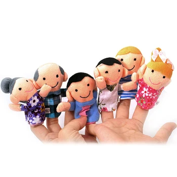 

SODIAL(R) Cute 6pcs Family Finger Puppets People Includes Mom Dad Grandpa Grandma Brother Sister Free Cable Tie hand puppet