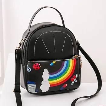 

Women Rainbow Shoulder Bag For Teenage Girls Kids Multi-Function Small Backpack Female Ladies School Backpack bolsa feminina