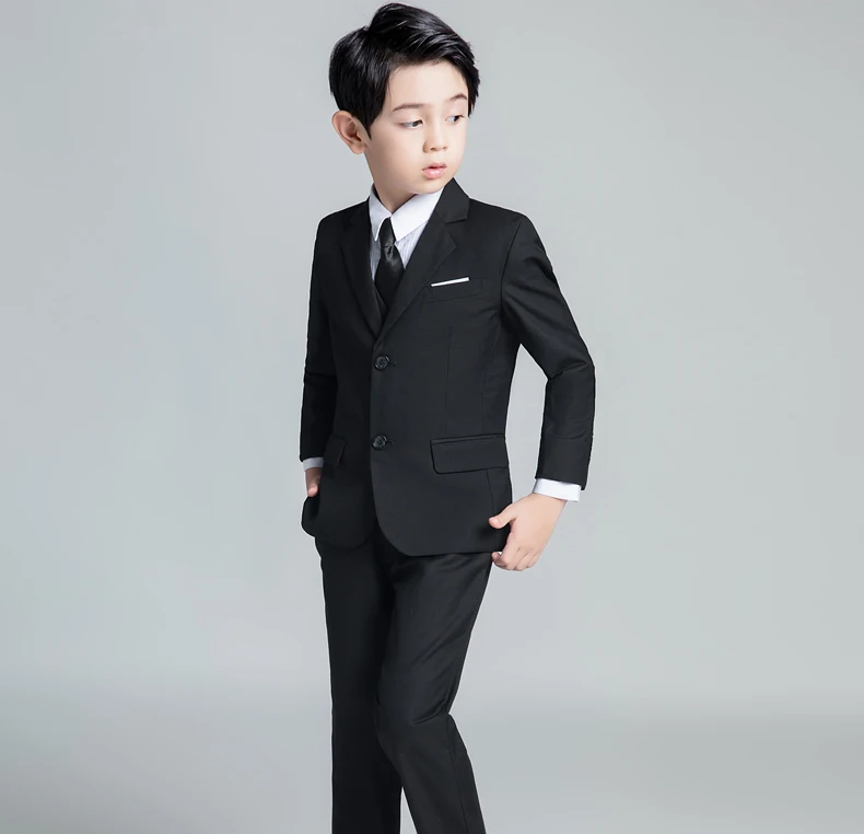 YuanLu, детские костюмы, костюм для маленьких мальчиков, Свадебный Блейзер, пиджак, торжественные костюмы, детская одежда, акция - Цвет: Black-3PCS