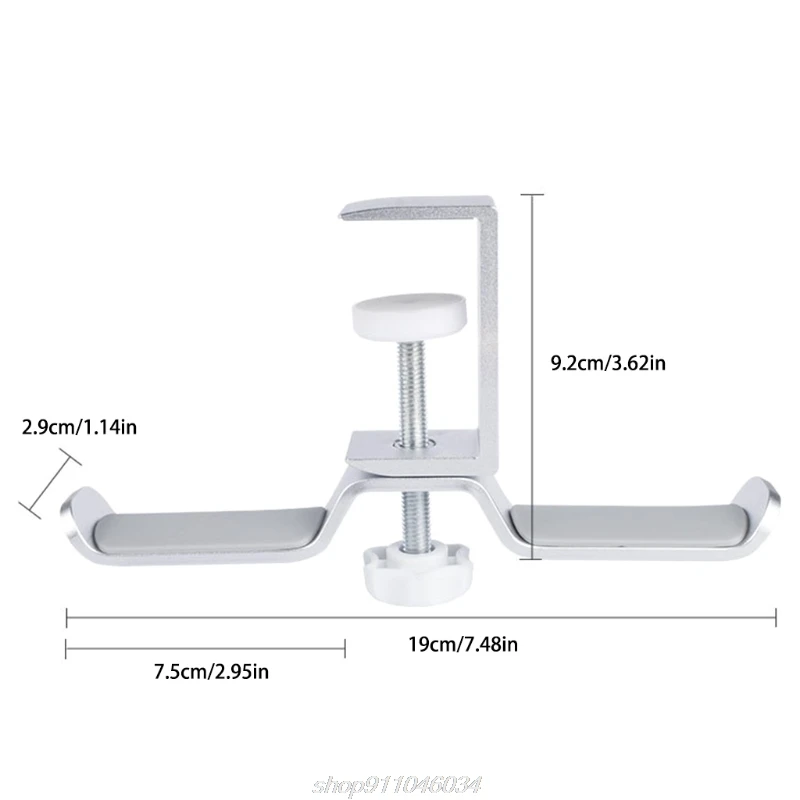 Aluminium Alloy Headphone Holder Headset Bracket Hanger Metal Wall Clamp Hook Rotatable Double Earphone N19 20 Dropshipping