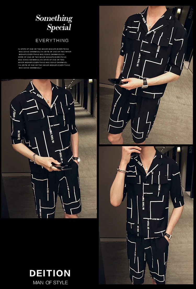 Корейский стиль Kleding уличная Ropa De Hombre Zomer футболки En Korte 2 шт набор Persoonlijkheid Gedrukt мужские kleding