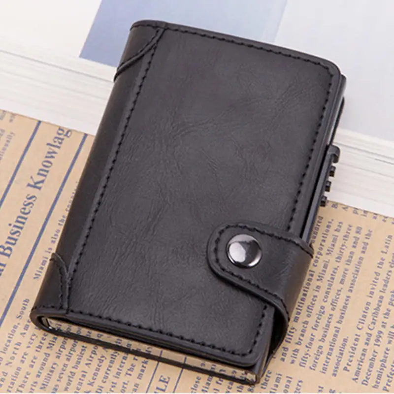 Itapkris мужской держатель для кредитных карт, Модный женский кошелек из искусственной кожи, деловой кошелек RFID, высококачественный Алюминиевый Дорожный Чехол, черный - Цвет: Черный