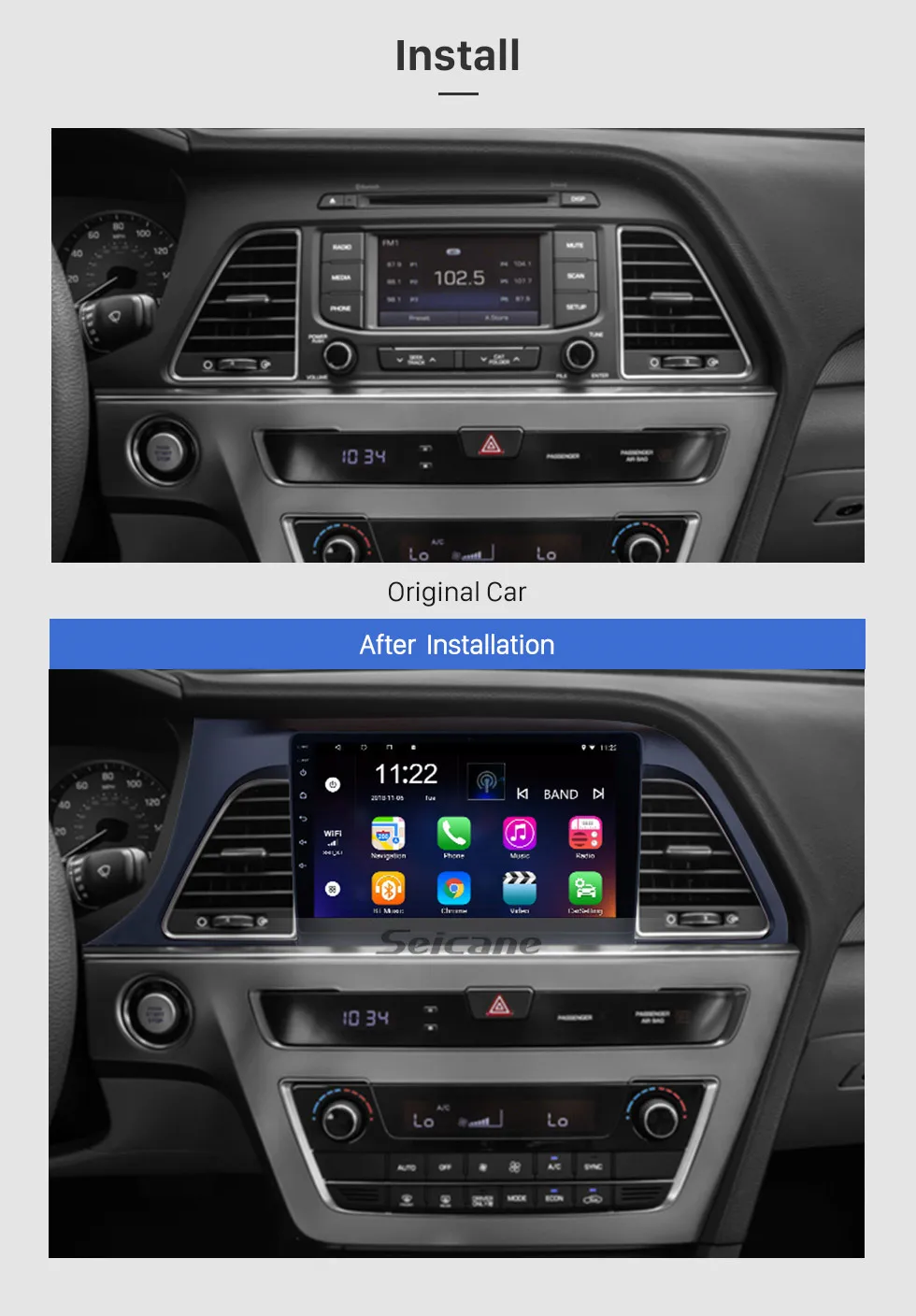Top Seicane Android 9.0 for 2015 2016 2017 Hyundai Sonata Head Unit GPS Navigation Radio 9 Inch Car Stereo Support Rear camera 1