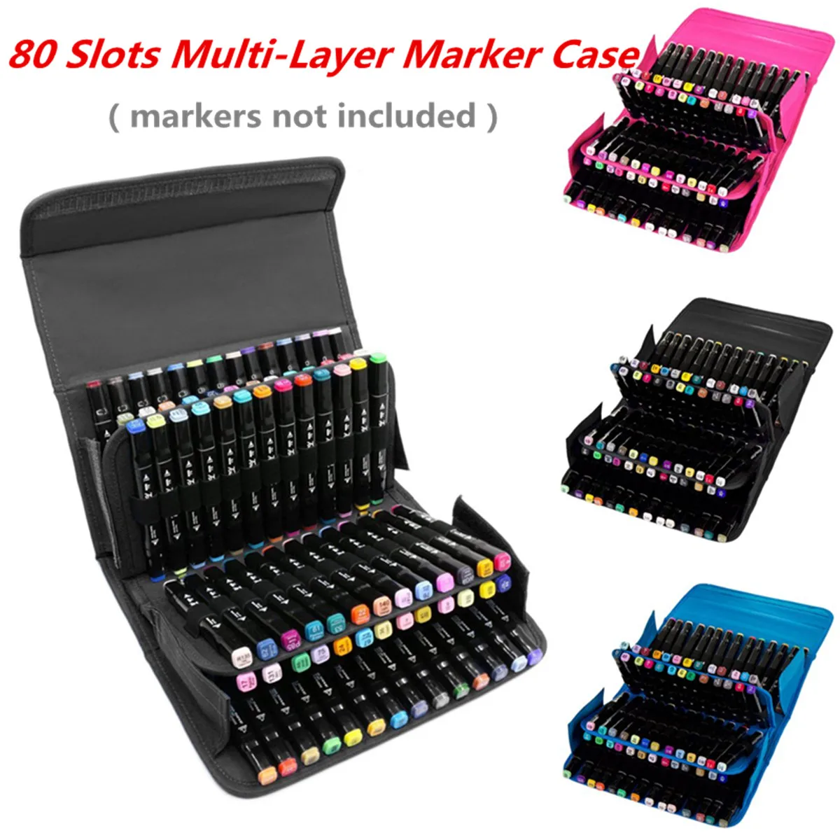 Art Marker Pens Storage Case 120 Slots Large Portable Multi-Layer Carrying Bag 1 
