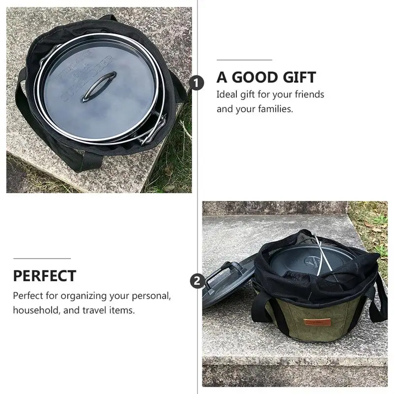 1Pc Camping Barbecue Storage Bags Dutch Oven Canvas Storage Pouch Cooking Utensils Organizer Hand Bag