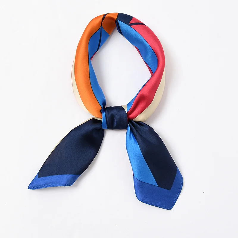 Высококачественный шелковый шарф женский квадратный шейный платок для волос женский модный принт повязка на голову Женский носовой платок - Цвет: Tibetan blue bottom