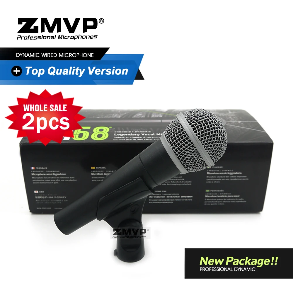 2pcs New Package Grade A Professional SM58LC Dynamic Wired Microphone with Real Transformer For Performance Live Vocals Karaoke