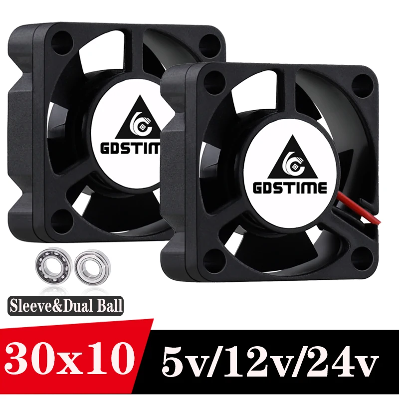 2 шт. Gdstime 30x30x10 мм 3d принтер вентилятор 3 см DC 24V 12V 5V с двойным шарикоподшипником