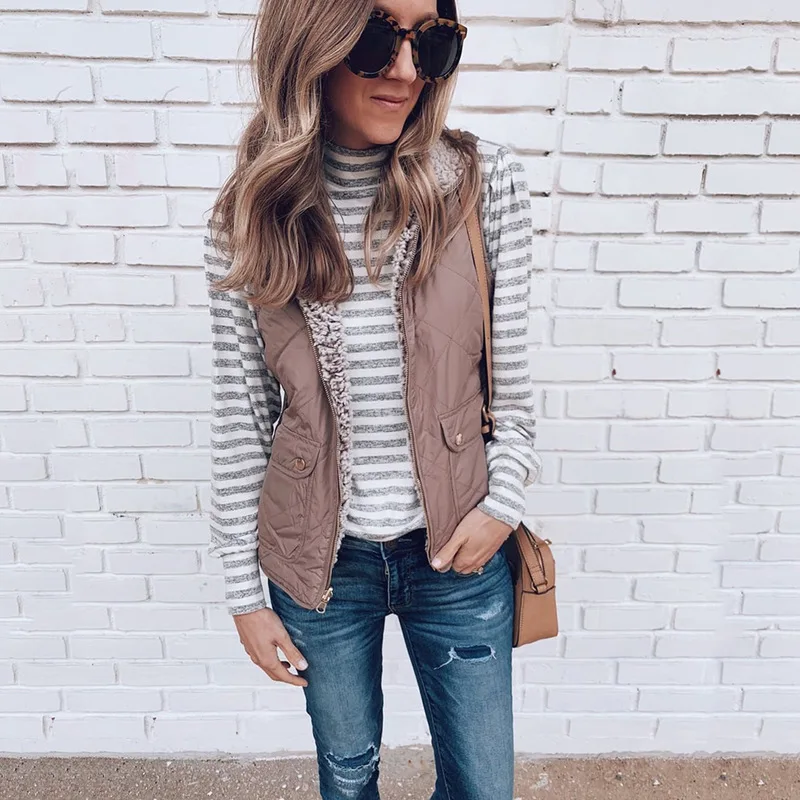 ZOGAA 2020 Winter Autumn Women's Parka Vest Zipper Pocket Jacket Waistcoats Sleeveless Cardigan Vests Jackets Streetwear Outwear