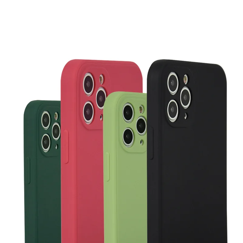 

Lens Protective Case For iPhone 12 Pro Max 11 XR XS X Shockproof Plain Silicone Phone Case For iPhone 7 8 Plus 6 6s Case Cover