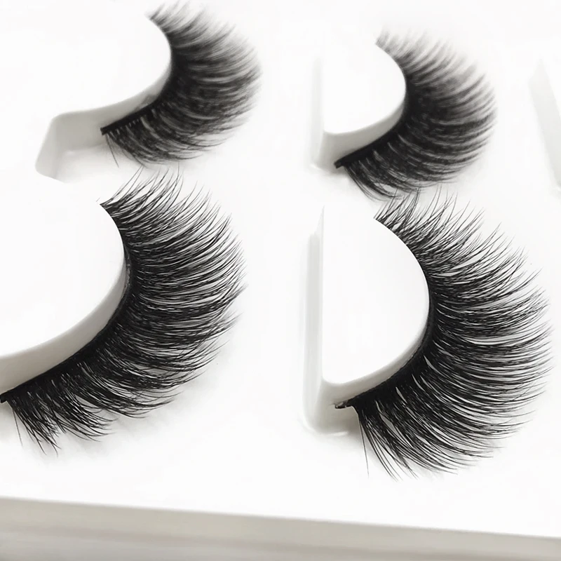 YSDO 3 pairs mink eyelashes 100% hand made soft 3d faux lashes natural false fluffy strip cilios | Красота и здоровье