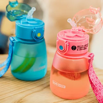 

Simple Straw Cute Water Bottles Kids Personalized Fashion Creativity Portable Handle Botella De Agua Cristal Drinkware EC50SH