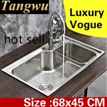 Квартира кухня один корыто раковина Роскошные мыть овощи vogue 304 нержавеющая сталь Лидер продаж 680x450 мм