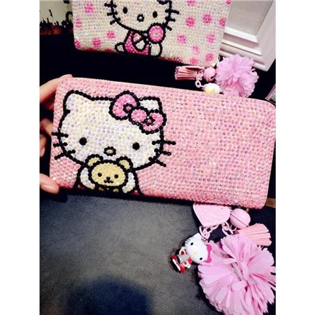 Style two Милый детский кошелек HELLO KITTY с бриллиантами, модный Индивидуальный кошелек с героями мультфильмов, милая яркая женская кожаная сумка высокого качества - Цвет: Style two