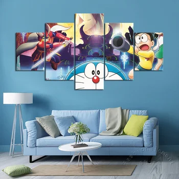 

Unframed 5 Piece Anime Figure Doraemon Artwork Painting for Children Room Wall Decor Anime Poster Fashion Wall Sticker Nice Gift