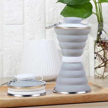 

Silicone Folding Travel Cup Telescopic Coffee Cups Portable Drinking Outdoor Sport Water Cup Kettle with Dust-Proof Cover Lid