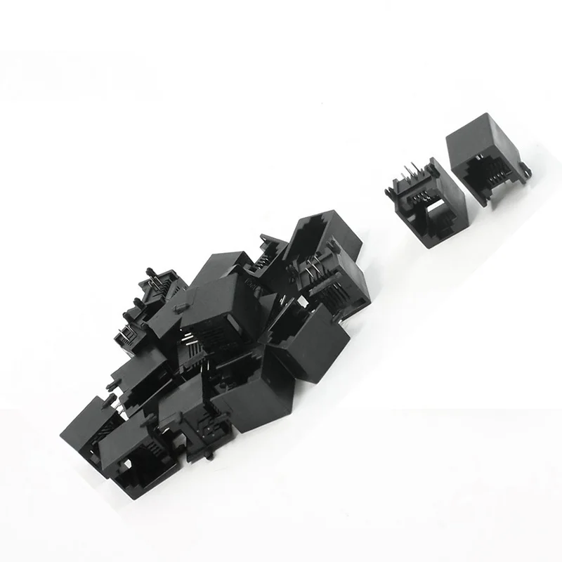 

20pcs RJ11 6P4C Computer Internet Network PCB Jack Socket Black