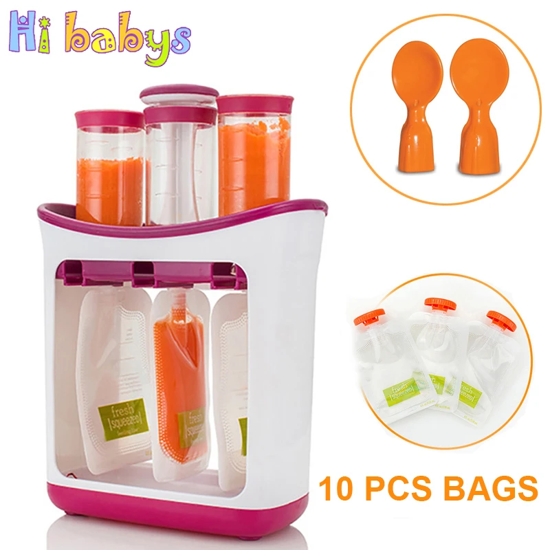 Baby Food Maker Feeding Containers Storage Supplies Newborn Toddler Solid juice maker with 10 Pouches Squeez storage bag | Мать и ребенок