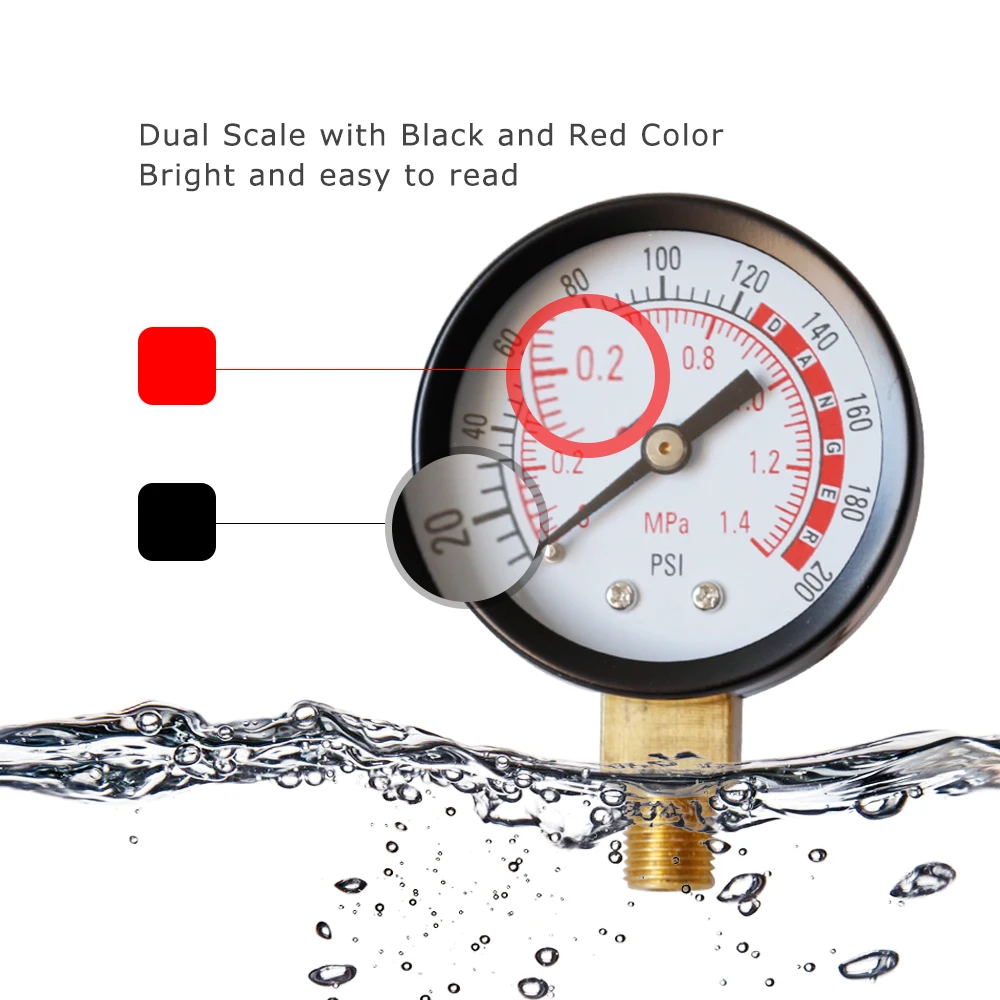 Портативный двойной шкальный манометр 1/" NPT 0-1.4mpa 0-200 psi вакуумный манометр 2" цифровой манометр