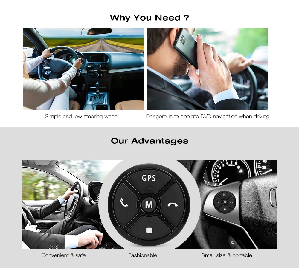 Universal Wireless Car Steering Wheel Button Remote Control For Media Stereo Lot
