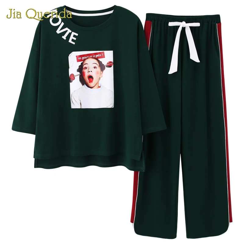 

New Pajamas for Women Crew Neck Loungerwear Women Womens Pajamas Long Sleeve Long Pants Homesuit Homeclothes Pj Set Pajamas Set